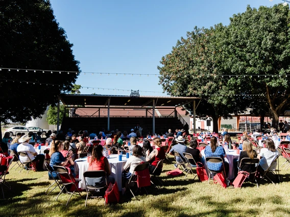 Faculty, staff and students gather to celebrate at the Campus Agricultural Center