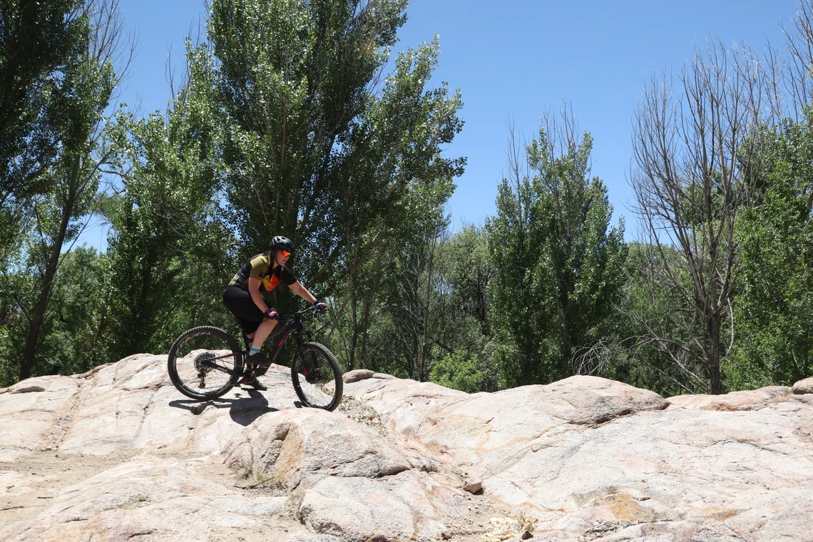 A person mountain bikes in Yavapai County