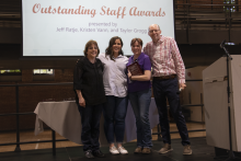 Group photo of Outstanding Staff Award recipient Bonnie Gilmore with award presenters.