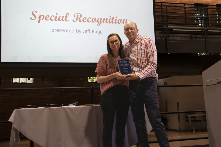 Award recipient Rachel Doty pictured with presenter, Jeff Ratje